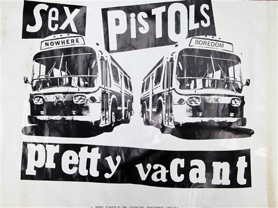 The Sex Pistols: A promotional poster for Pretty Vacant, 39.75 x 28.25in.